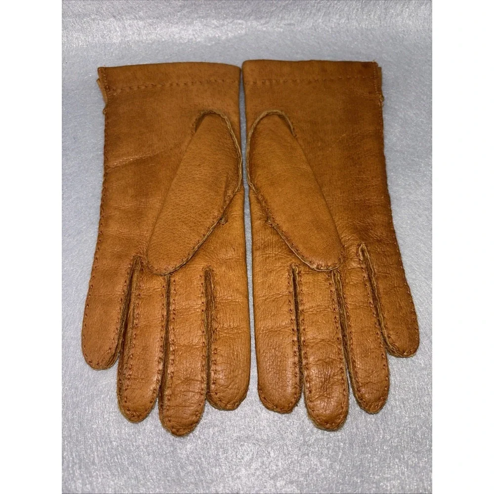 Vintage ARIS Leather Gloves Cashmere Lined Brown NWOT Made In Hungary Women's 7
